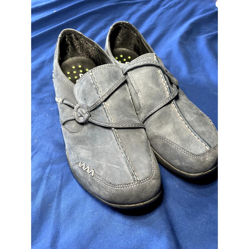 Clarks wave navy comfort slip on clog loafers shoes womens 7.5 walking hiking